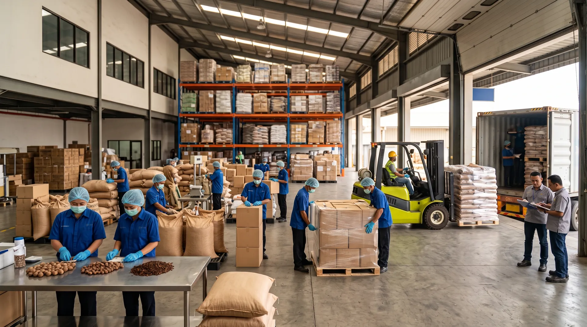 Export logistics coordination at a Jakarta commodity warehouse