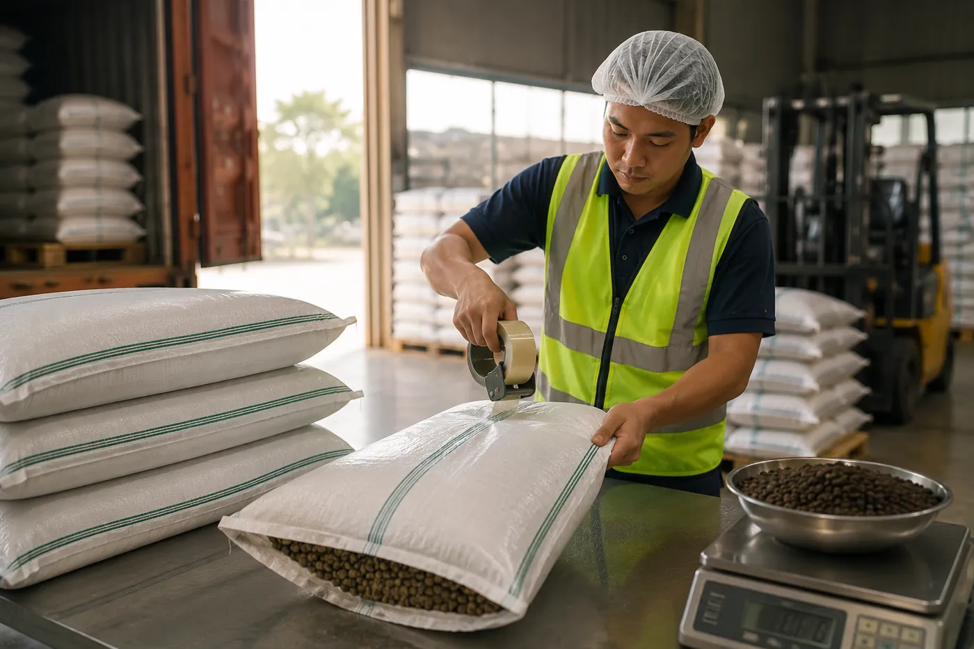 Export-ready packaging staged for a commodity shipment