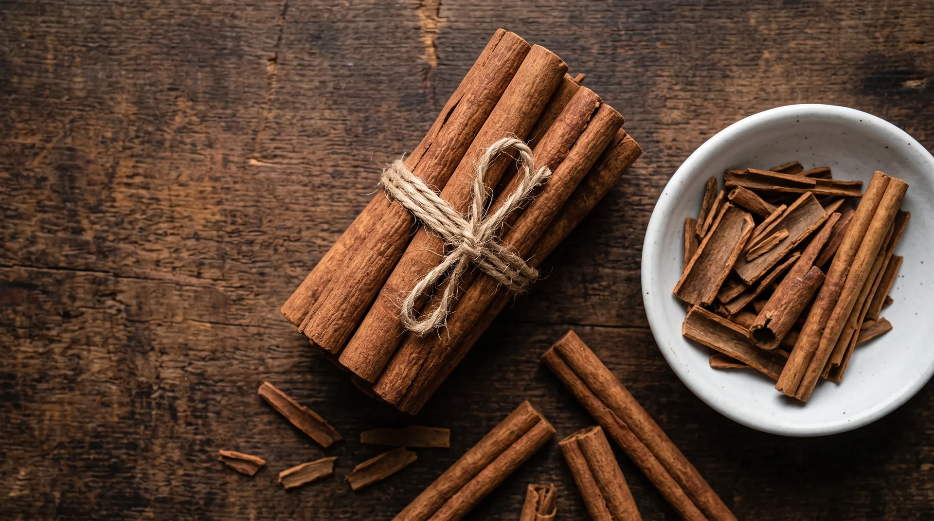 Bundled cassia cinnamon sticks prepared for shipment