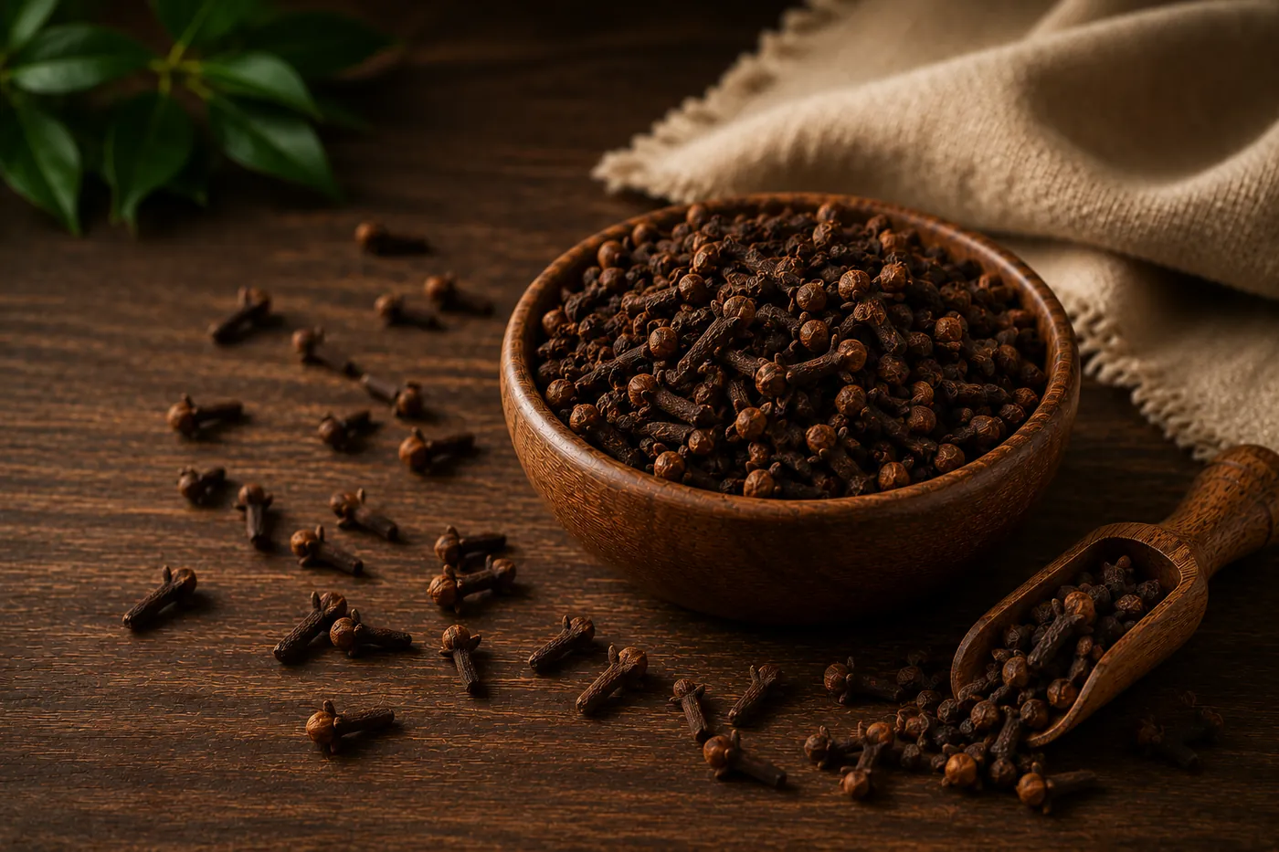 Whole dried Indonesian cloves, close detail