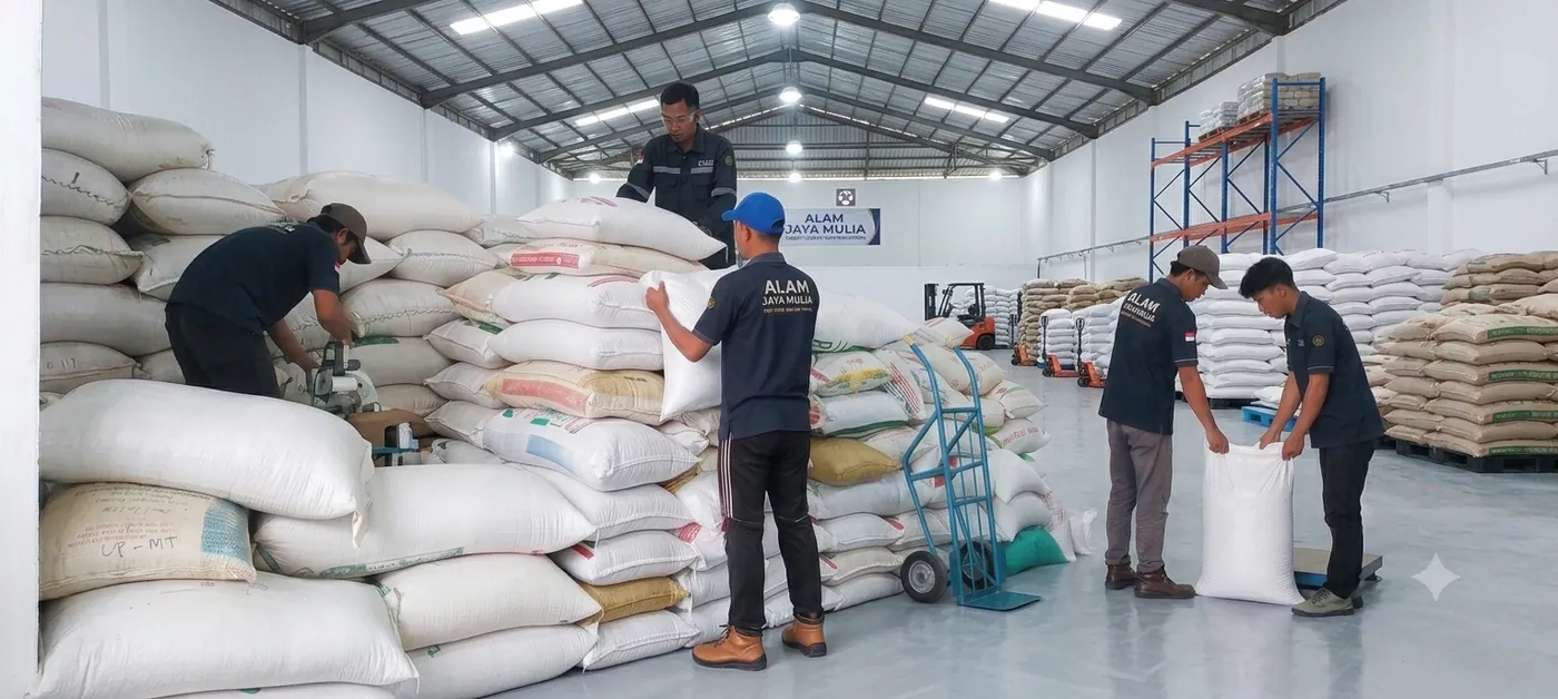 Quality inspection team reviewing Indonesian commodity samples in-house